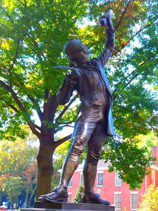 A statue of one of the signers of the Declaration of Independence in Philadelphia.