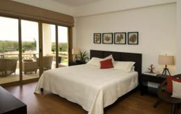 A bedroom in one of the luxury homes in Los Altos.