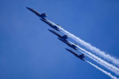 Another shot of the Blue Angels doing their aerial dance. Simply amazing. Photo copyright of Ilya's Photography.