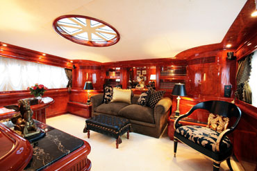 Interior of one of the yachts at the International Cannes Boat & Yacht Show. Photo copyright of Ilya's Photography.