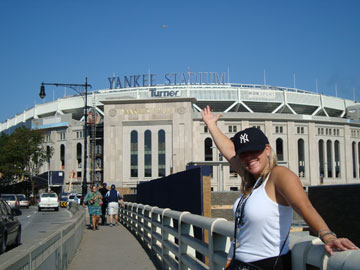 Cynthia Naumes prepares to enter history at Yankee Stadium.