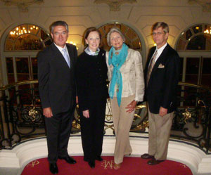 Spain conferees assembled before the magnificent Casino de Madrid are (left to right): José Ribes Bas of Inmobiliaria Rimontgo, Diane Ramirez of Halstead Properties, Michael Saunders and Dennis Dahm, both of Michael Saunders & Company.