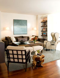 The living room in this apartment on the upper eastside of Manhattan. Photo courtesy of Decorati, by Lauren Rubenstein.